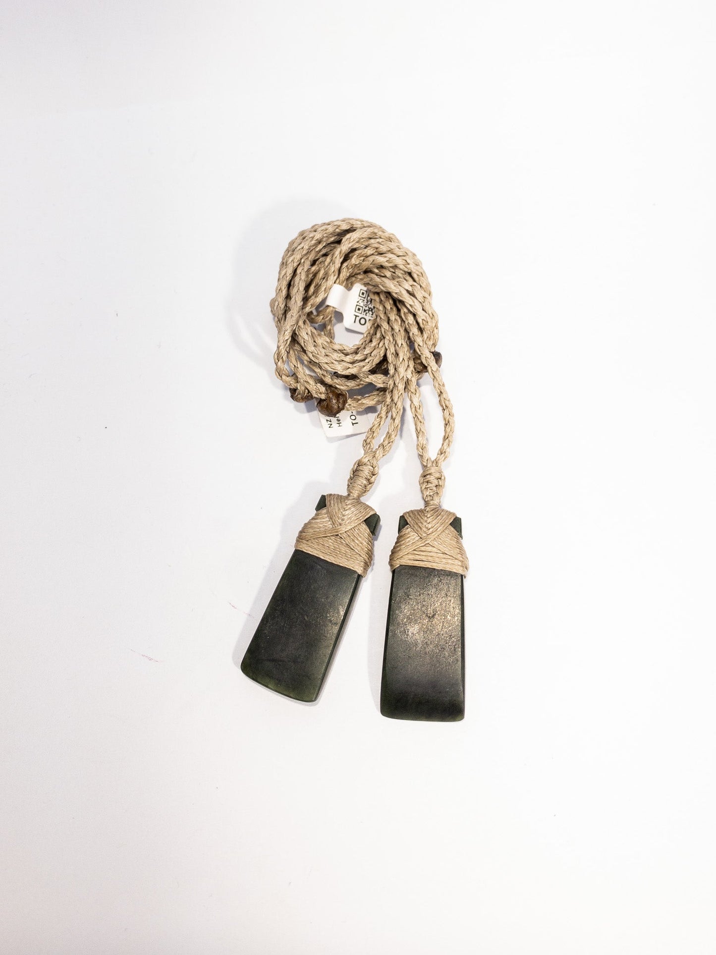New Zealand Pounamu Small Hei Toki Twin Set with beige cord (2 pc)