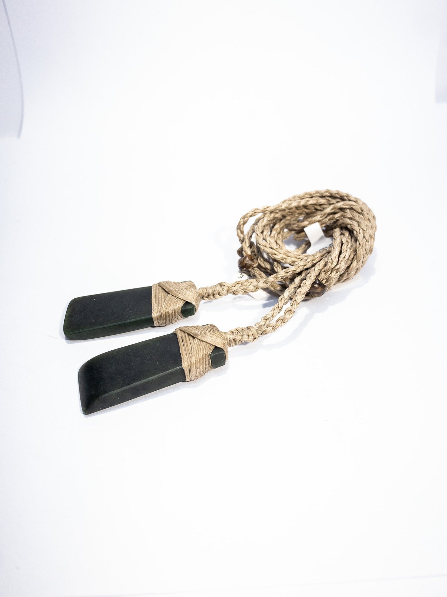 New Zealand Pounamu Small Hei Toki Twin Set with beige cord (2 pc)