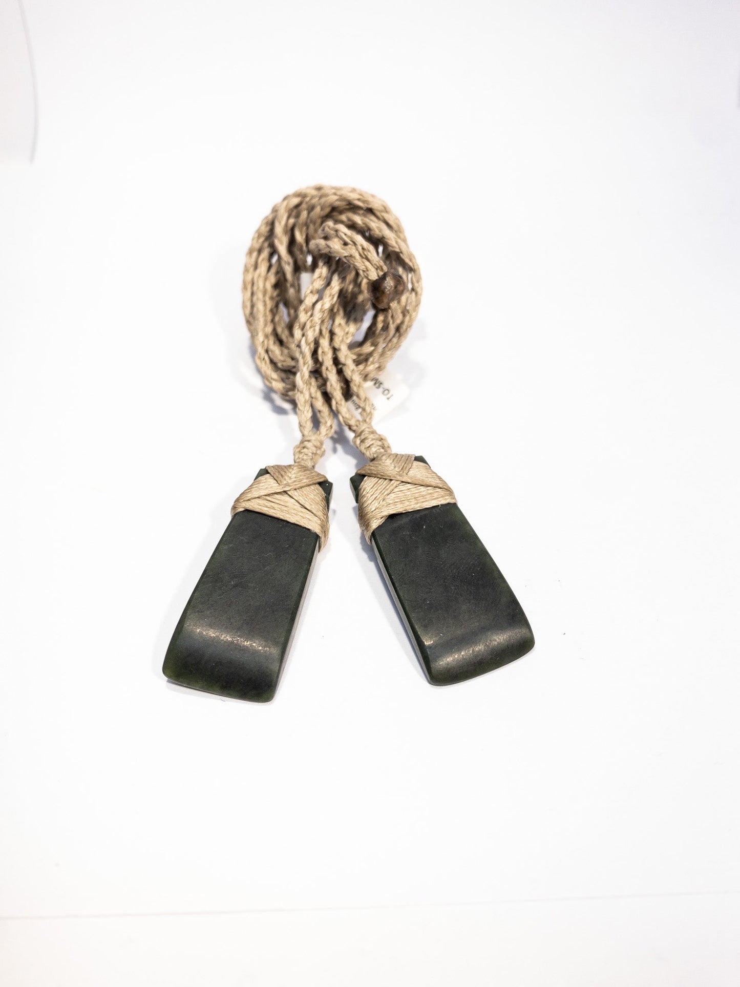New Zealand Pounamu Small Hei Toki Twin Set with beige cord (2 pc)