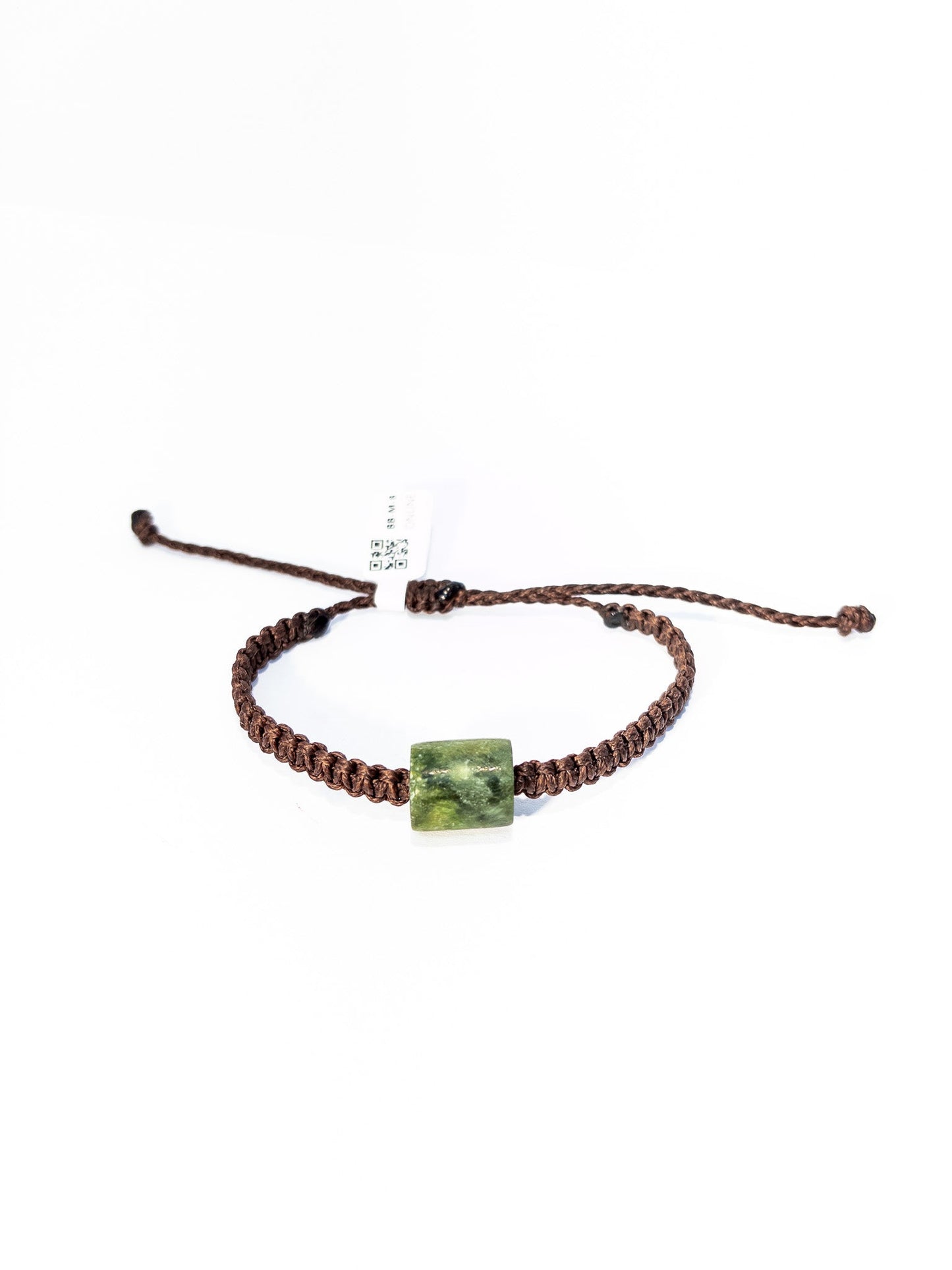 New Zealand Pounamu Greenstone Bracelet with brown cord(medium)