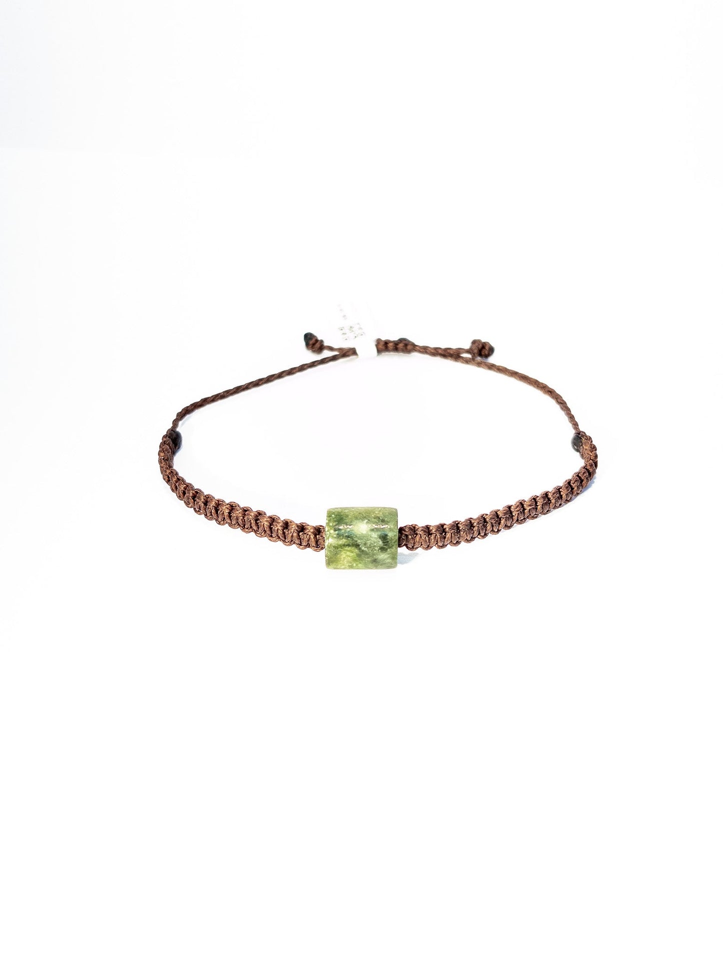 New Zealand Pounamu Greenstone Bracelet with brown cord(medium)