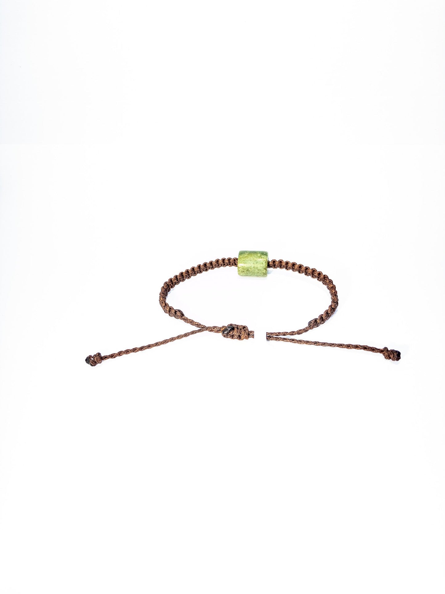 New Zealand Pounamu Greenstone Bracelet with brown cord(medium)