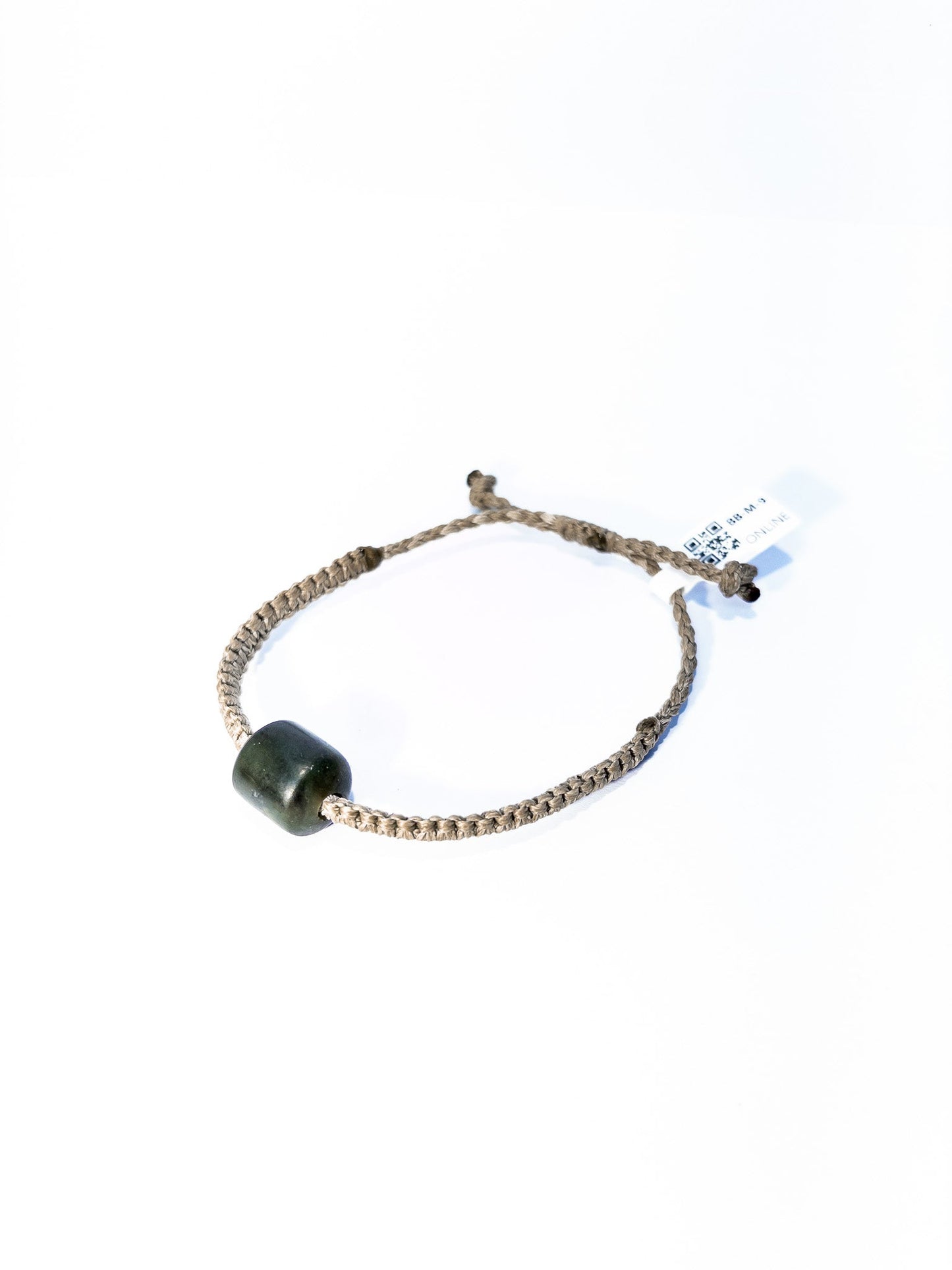 New Zealand Pounamu Greenstone Bracelet with brown cord(medium)