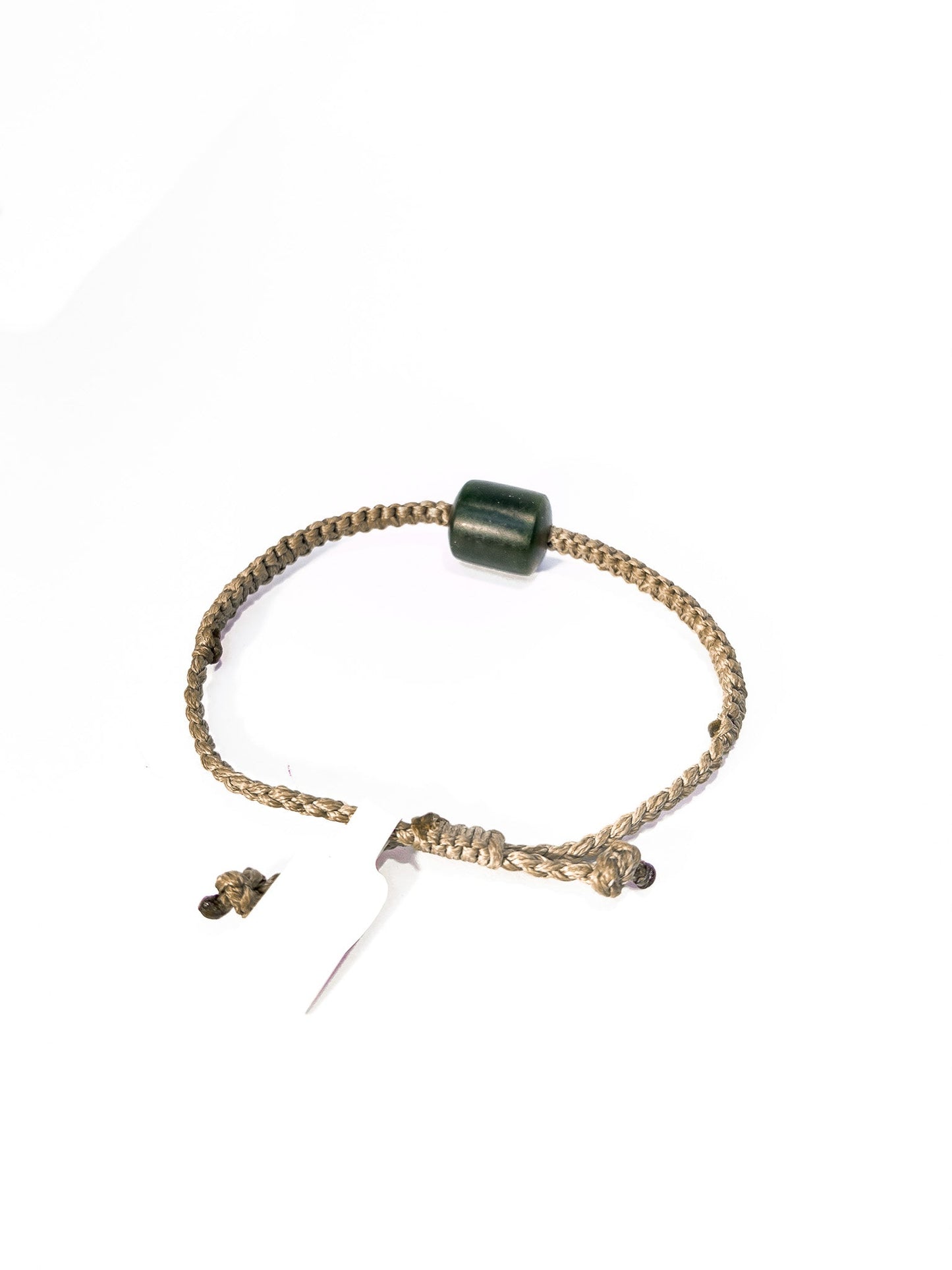 New Zealand Pounamu Greenstone Bracelet with brown cord(medium)