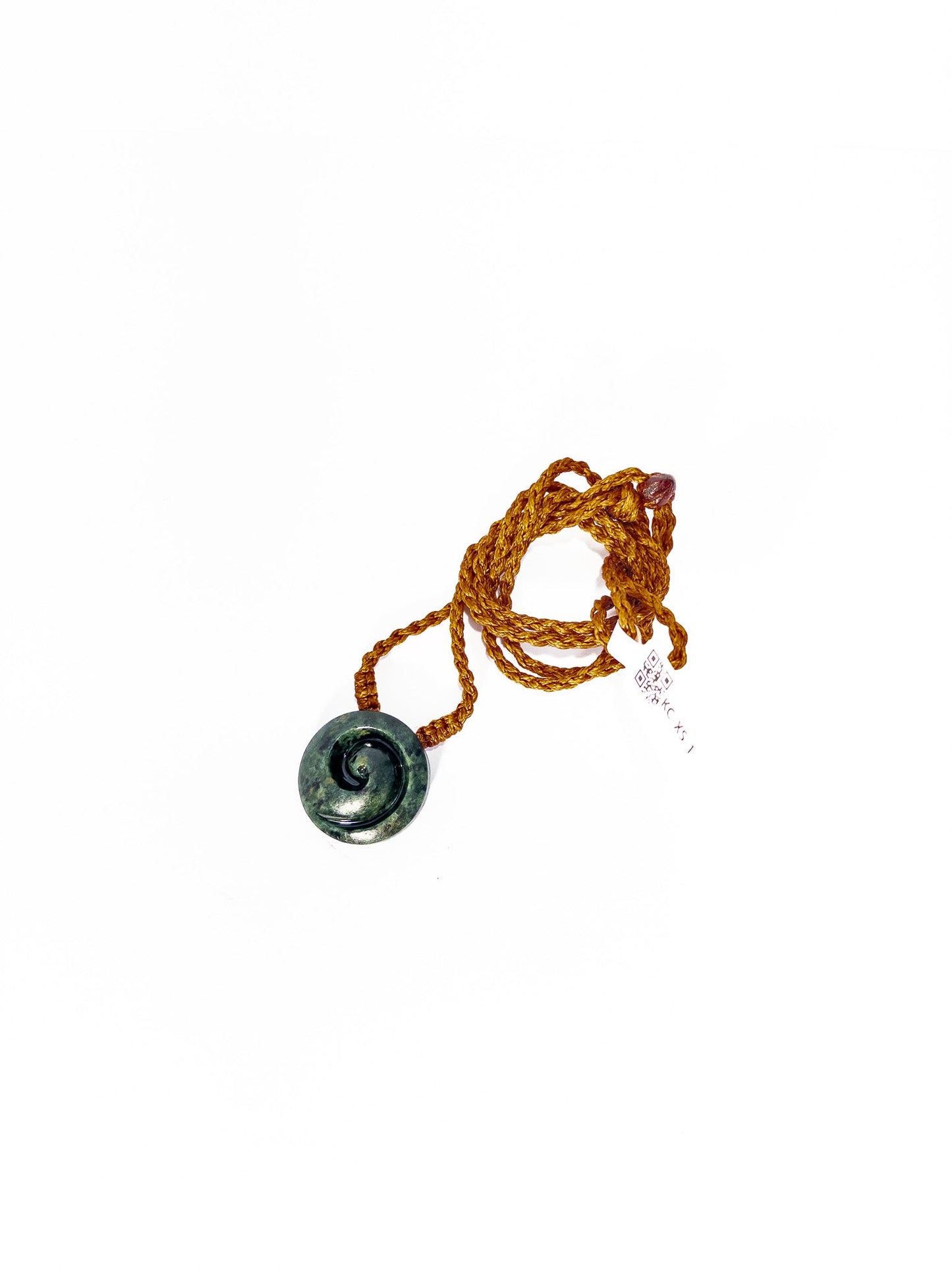 New Zealand Pounamu Greenstone Koru Pendant with copper cord (extra small)