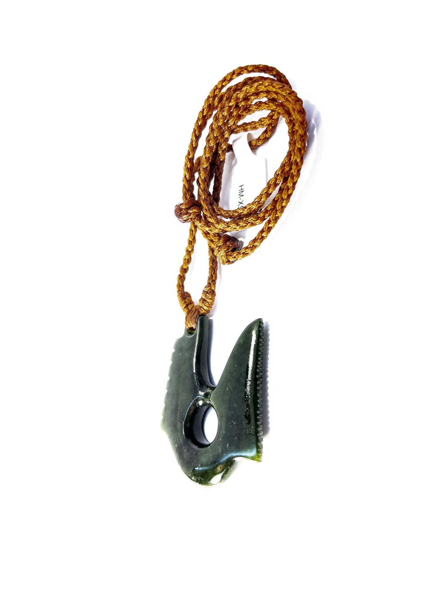 New Zealand Pounamu Fish hook inspired by precolombian design