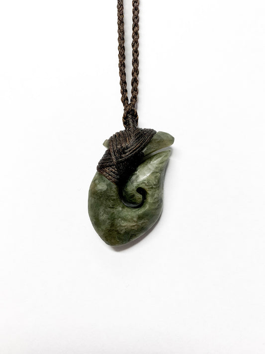 Small Hei Matau Pīpīwhararuora Pounamu pendant New Zealand Greenstone