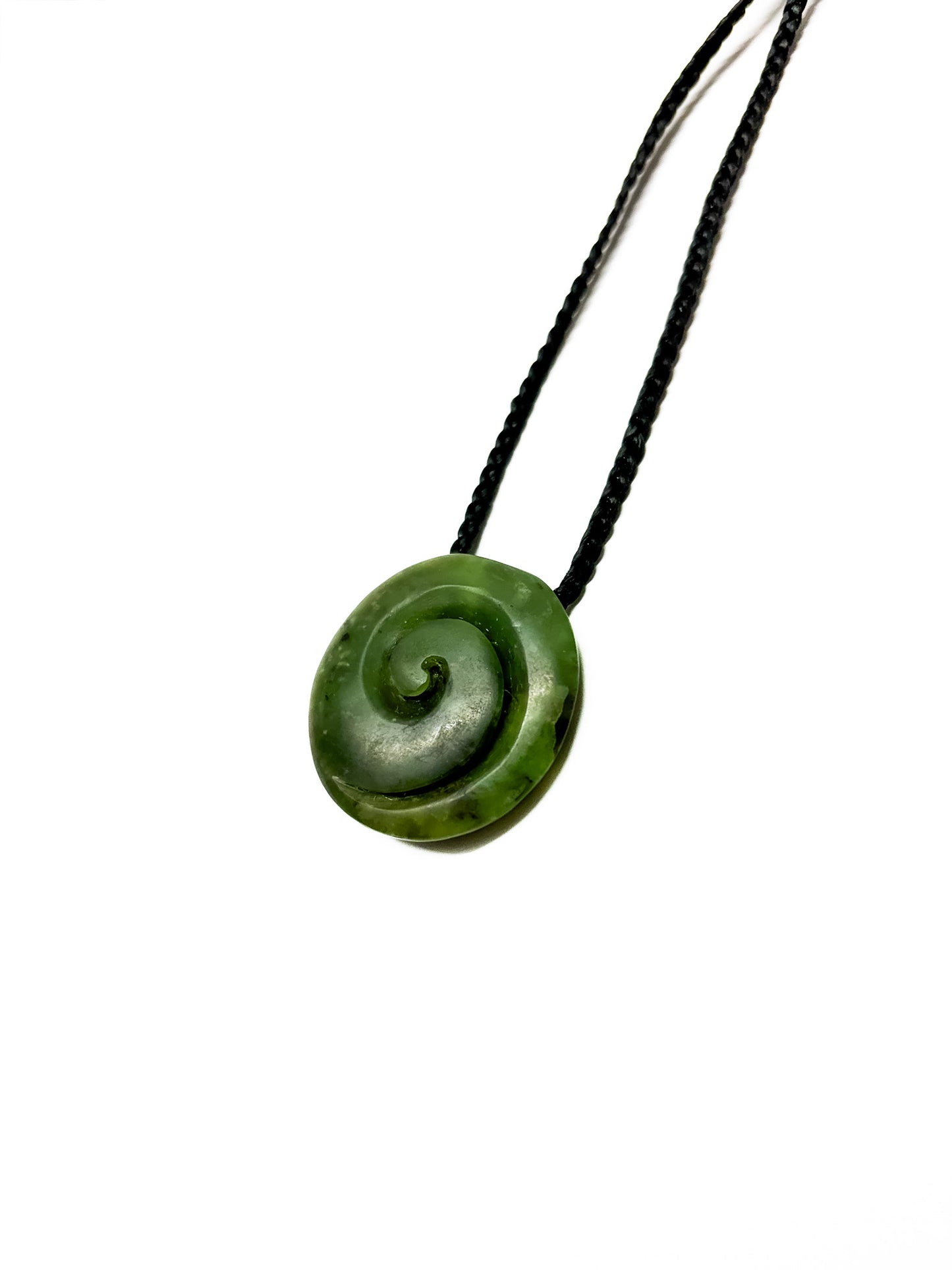 Hei Koru Kawakawa Pounamu New-Zealand Pendant with raw side (Medium)