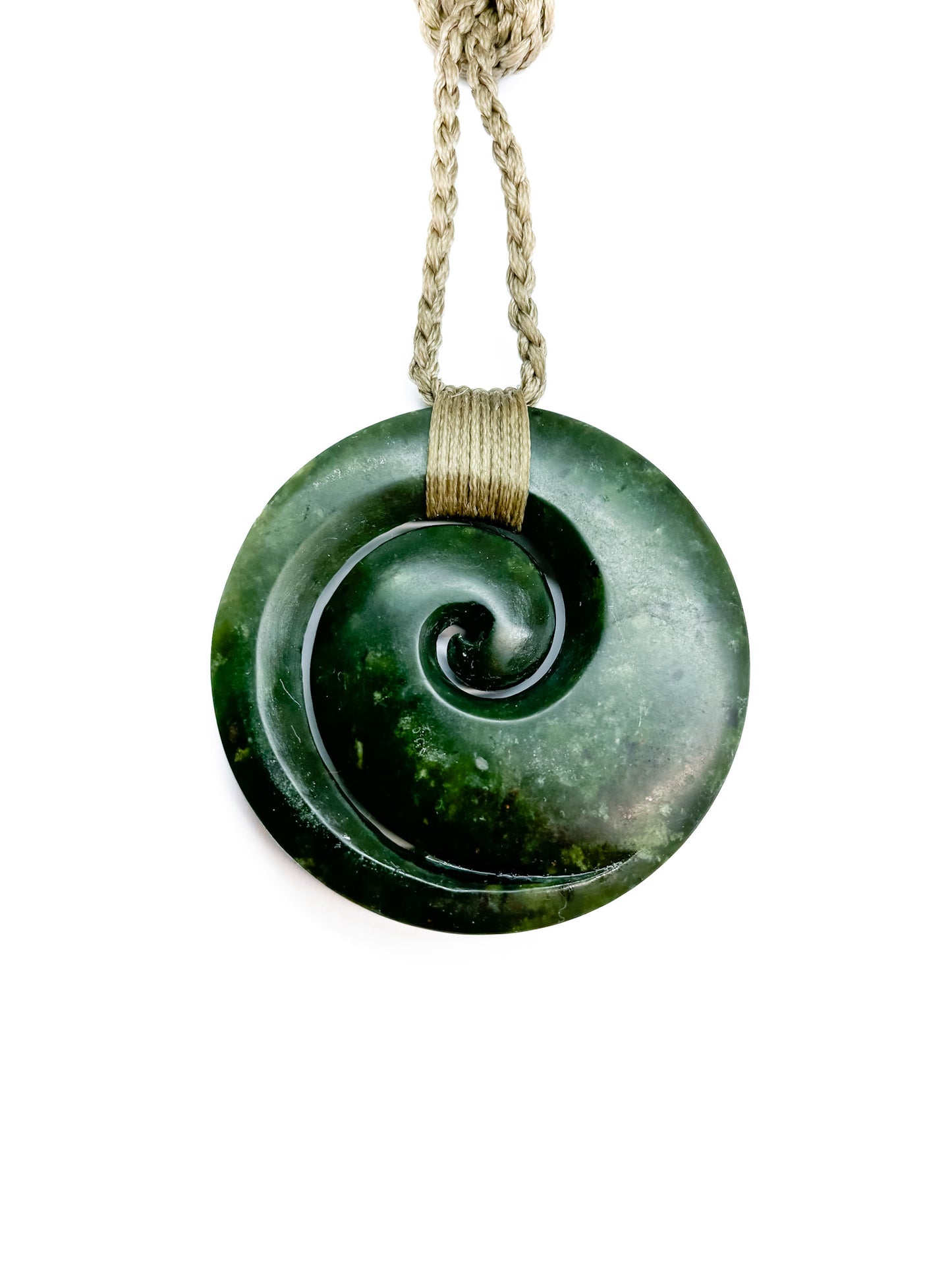 New Zealand Kawakawa Pounamu Koru Pendant Extra Large