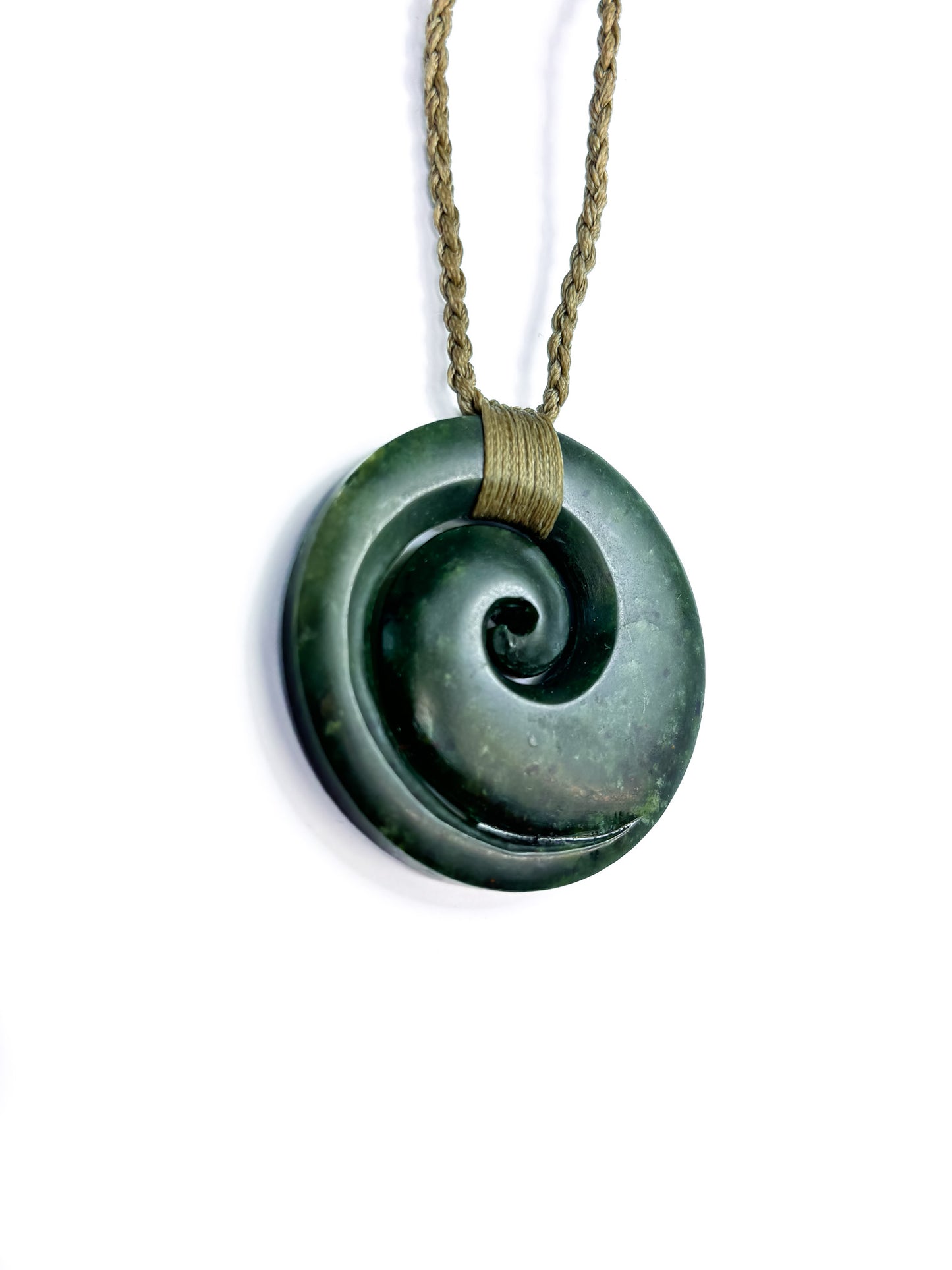 New Zealand Kawakawa Pounamu Koru Pendant Extra Large