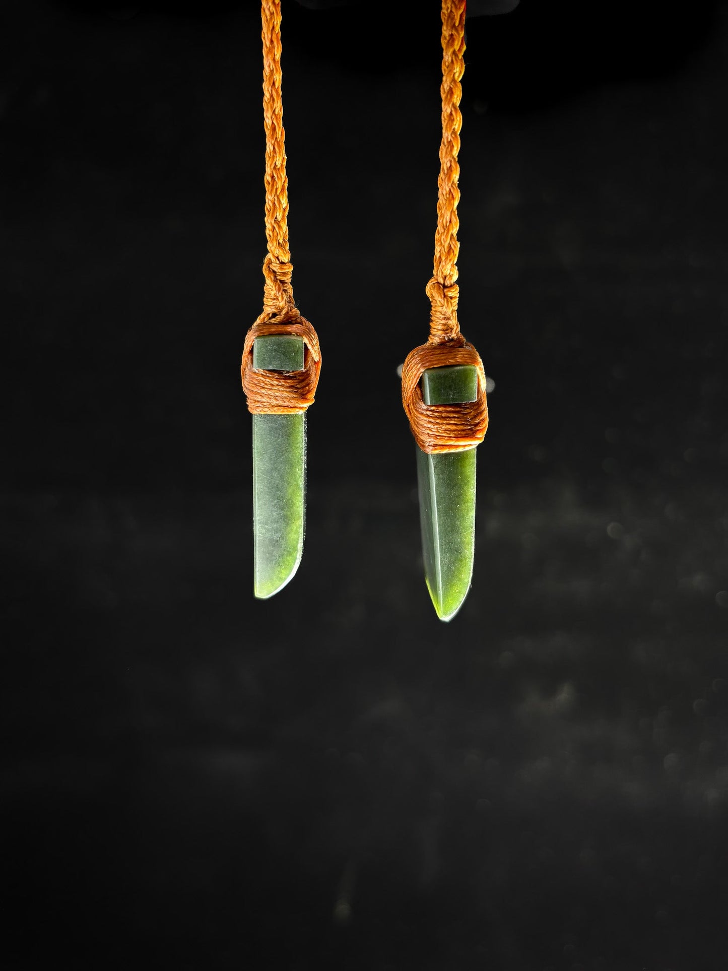 New Zealand Pounamu Small Hei Toki Twin Set with copper cord (2 pc)