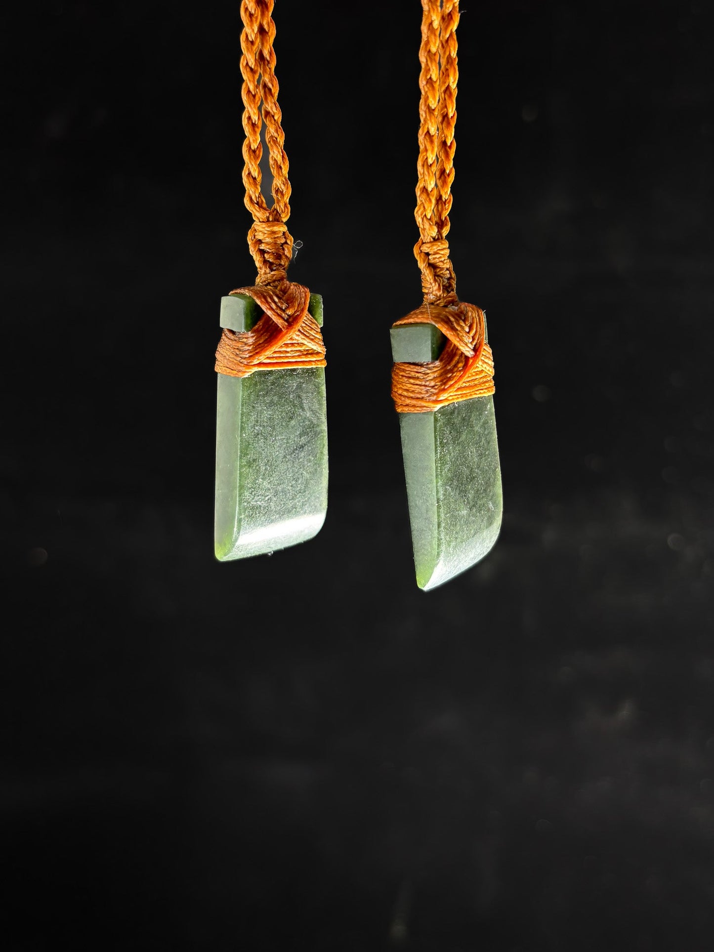 New Zealand Pounamu Small Hei Toki Twin Set with copper cord (2 pc)