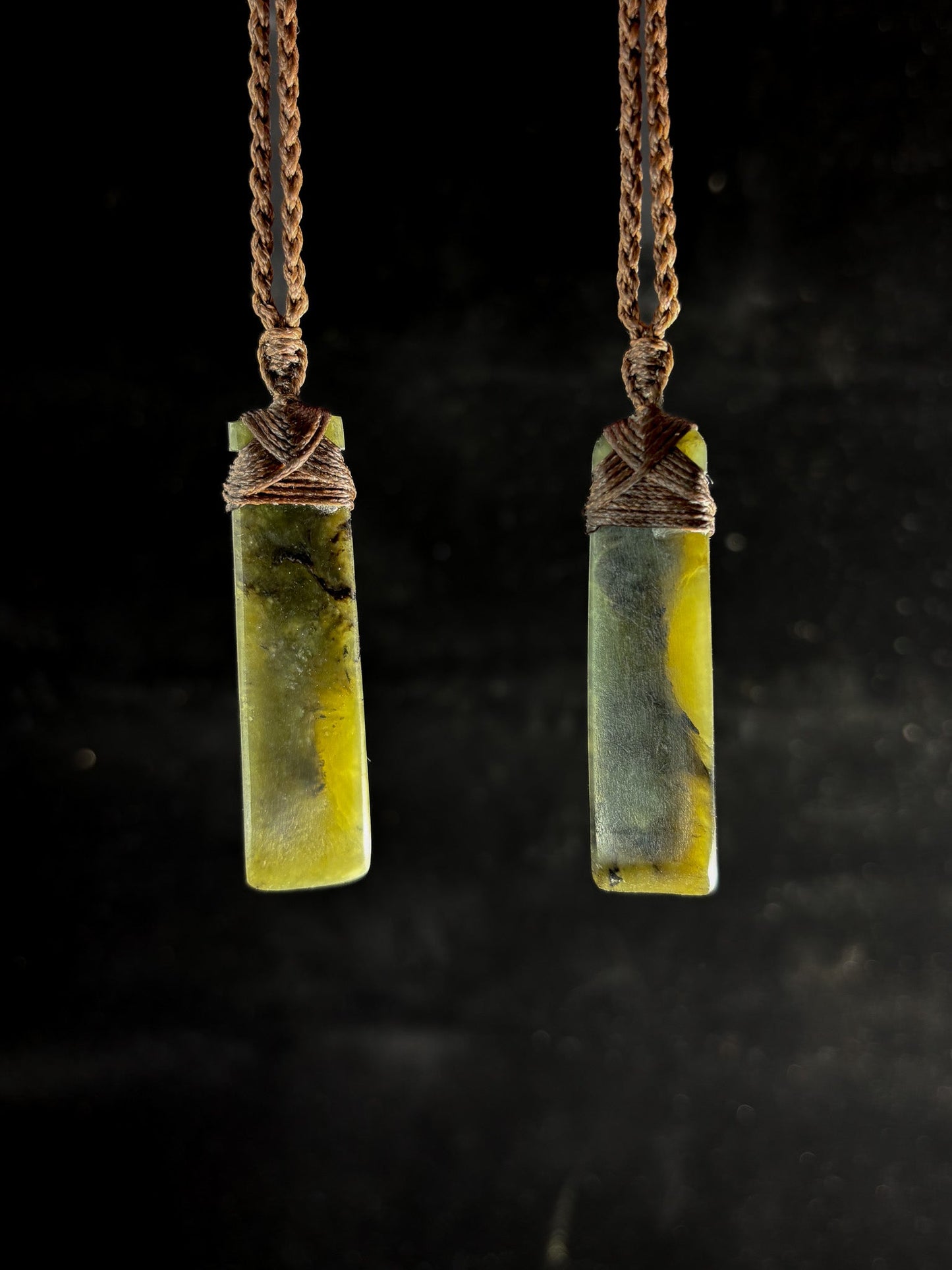 New Zealand Pounamu Med/Large Hei Toki Twin Set with brown cord (2 pc) (Copy)