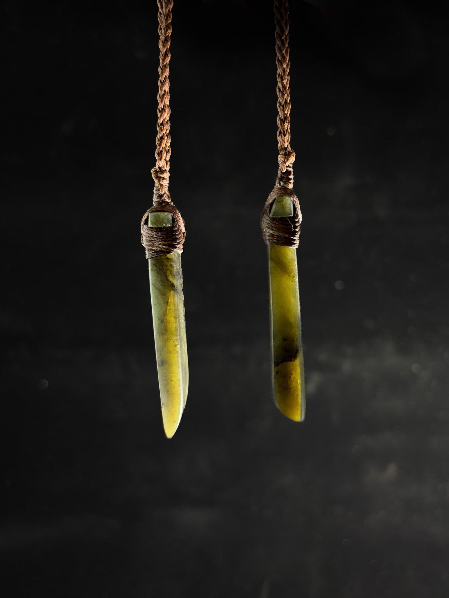 New Zealand Pounamu Med/Large Hei Toki Twin Set with brown cord (2 pc) (Copy)