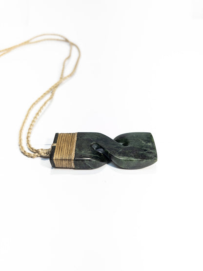 New Zealand Pounamu Hei Toki Pikorua Pendant with beige cord