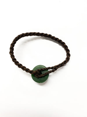 Pātene Bracelet Inanga Pounamu New Zealand Greenstone - Brown cord